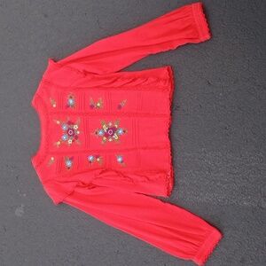 Free People Hand Stitched Delicate Floral Woman's Top XS